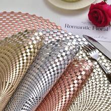 Gold Round Minimalist PVC Placemats, Washable, Easy To Clean, Wipeable, Non-Slip, Holiday Wedding Festival Table Mat Decor Suitable For Dining, Events, Banquets, Weddings, Bridal Showers, Home Daily Use - Multicolor - View 6