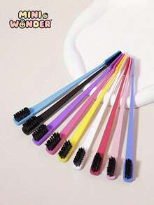 1pc Children's Double-Sided Edge Control Hair Brush, Suitable For Girls, Nylon Bristles, Plastic Bristles, Suitable For All Hair Types, ABS Handle, Makes Hair Smooth And Shiny, Ideal Gift Choice - Multicolor - View 5