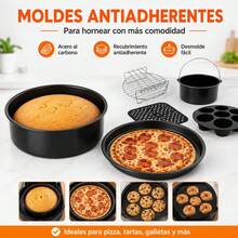 5-Piece Air Fryer Accessory Set For 20-21 Cm Baskets, Includes Cake Barrel, Pizza Pan, 304 Stainless Steel Rack, Muffin Mold And Silicone Mat - View 2