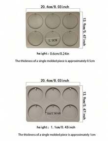 6‑Cavity Round Tag‑Shaped Silicone Casting Mold, Multi‑Purpose DIY Craft Mold For Resin Pendants, Handmade Soap, Perfume Wax Tablet Making - Multicolor - View 6