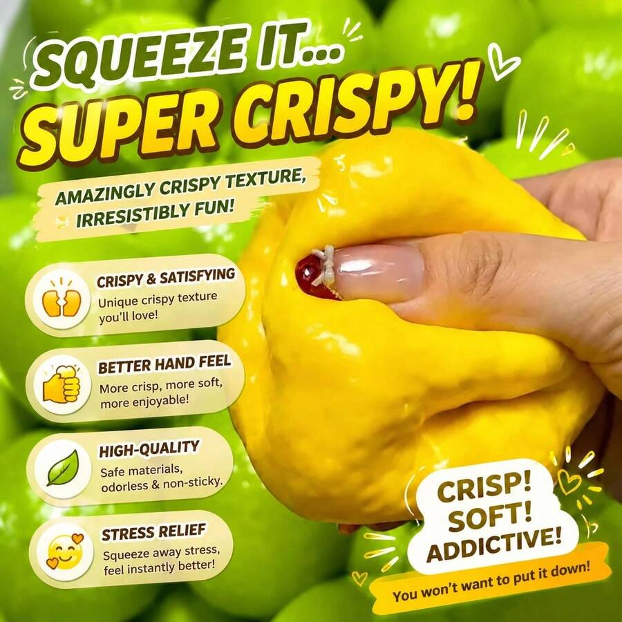 BEERUS Color-Changing Lemon Stress Ball, Crunchy Squeeze Toy, ASMR Sensory Stress Relief Ball, Soft Pressure Relief Toy Gift - Multicolor - View 1