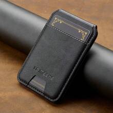 LC.IMEEKE 1pc PU Leather Magnetic Wallet Card Holder Stand Accessory, Compatible With IPhone 16/15/14/13/12 Pro/Pro Max/Plus/Mini - Black - View 6