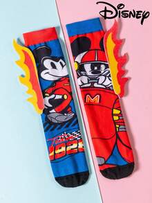 1 Pair Disney Kids Mid-Calf Socks 3D Cute Racing Mickey Mouse Socks, Fun Christmas Gift For Autumn/Winter - Multicolor - View 6