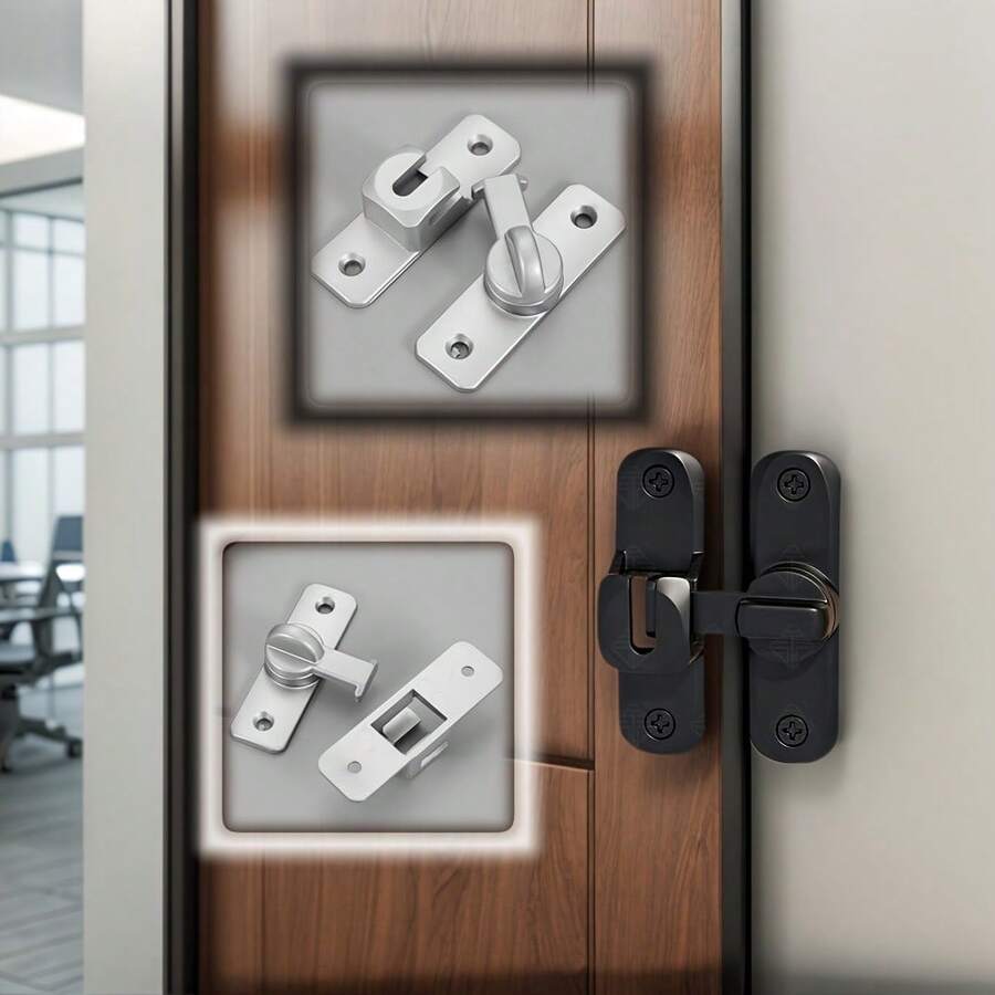 1pc Heavy Duty Security Anti-Theft Door Lock Handle, Commercial/Residential Grade Security Bolt Lock Anti-Pry Lock, With Adjustable Sliding Bolt 90°/180°, Anti-Pry Lock Latch, Includes Screws, Manual Operation, Reinforced Durable Structure