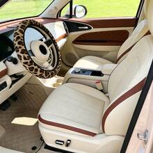 A Winter Warm Hand Faux Mink Plush Fabric Simulated Long Plush Leopard Print Car Steering Wheel Cover Without Inner Ring Suitable For 14.5-15 Inch Car Interior Accessories - A - View 9