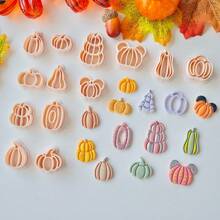 Various Pumpkin Polymer Clay Cutter For Earrings & Jewelry Making, Pumpkin Designed Soft Pottery Clay Molds For Pendant & Necklace Decoration Making - Beige - View 6
