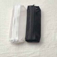 1/2pcs Minimalist 3D Mesh Pencil Case Large Capacity Transparent Zipper Stationery Storage Bag Portable Handheld Pencil And Cosmetic Organizer Suitable For School Office Daily Use - A - View 6