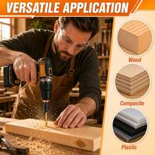 Set Mata Bor Countersink 11 Buah, Mata Bor Kayu HSS yang Dapat Diatur Termasuk Ukuran #4, #6, #8, #10 dan #12 dengan Tangkai Heksagonal 1/4 Inci untuk Furnitur, Kabinet, Pertukangan dan Proyek Kayu DIY - Mata bor countersunk bermata ganda + mata bor - View 8