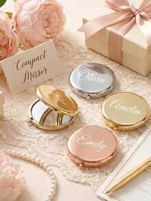 Personalized Bridesmaid Portable Small Mirror, Engraved Pocket Mirror Women Gift, Customized Wedding Thank You Party Favor - Multicolor - View 2