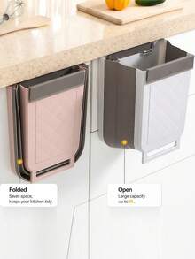 Foldable Car Trash Can With Phone Holder Hooks, Leakproof Large Capacity Hanging Organizer, Seat Back Storage Bin Kitchen Cabinet Trash Can - Multicolor - View 4