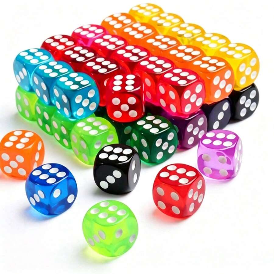 15/20pcs Colorful Dice, Six-Sided Dice, Suitable For Board Games, 14mm Bulk Dice, Ideal For Parties, Board Games (Color Random) - Multicolor - View 1