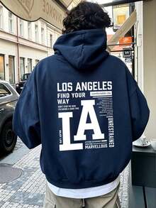 Teen Boy Fun Graphic Print Pullover Sweatshirt, Warm & Comfortable Thermal Lined Pullover Sweatshirt For Autumn/Winter - Navy Blue - View 1