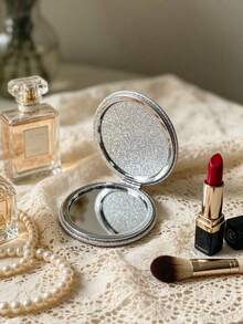 Lancôme Lancome Glitter Compact Makeup Mirror, Portable Durable Folding Hand Mirror With Brand Logo, High‑Definition Glass Surface, Suitable For Personal Use And Gift Giving, LANCOME‑GIFT‑25 - Silver - View 3