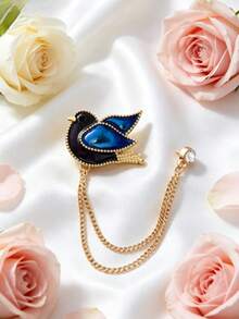 1pc Tassel Bird Brooch, Graceful Avian Pin, Retro Aesthetic, Unisex Lapel Decor, Brooches For Ladies Elegant, Fall Ornament For Events & Dressy Wear - Bird Style B - View 9