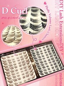 Queenice Brown & Black DIY Individual Eyelash Clusters, Fox Eye False Lashes, Wispy Spiky Manga Style Cluster Lashes, Mixed Length Fluffy Volume Lash Fans, Lightweight Reusable Eyelash Extensions For Daily Makeup, Party And Beauty Looks - D - View 5