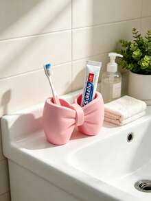 1pc Bow-Shaped Toothbrush Holder, Sink Toothbrush & Toothpaste Storage Rack, Desktop Toothbrush Organizer, Electric Toothbrush Stand, Cosmetic Storage Rack, Space-Saving Toothbrush Organizer, Suitable For Kitchen, Bathroom, Bedroom - Multicolor - View 7