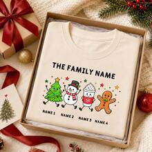 Desain Transfer Doodle Natal Kustom, Nama Keluarga yang Dipersonalisasi, Grafik Pohon Natal, Manusia Salju, Kue Jahe, dan Permen Tongkat yang Meriah, Dekorasi Kaos Liburan yang Disesuaikan, Gaya Pesta Natal dengan 1-5 Nama yang Dapat Disesuaikan, Hadiah Natal Keluarga, Desain Kaos Natal - Gaya B - View 6