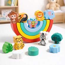 Rainbow Stacking Balance Blocks, Durable And Anti-Drop, Parent-Child Battle Game For Fine Motor Skills Development - Multicolor - View 2