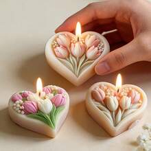 Heart Tulip Silicone Mold, Aromatherapy Candle Mold, Heart & Tulip Combined 3D Flat Bottom Design, Perfect For Handmade DIY Decoration, Handmade Soap Making, And Home Decor, Reusable And Durable Silicone Mold - Tulip - View 3