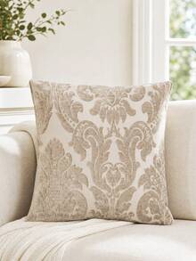 1pc Damascus Pattern Jacquard Pillowcase, Modern Style Polyester Square Cushion Cover, Soft And Comfortable For Living Room Home Decor - Multicolor - View 1