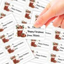 80pcs/10sheets Merry Christmas Gift Labels Stickers, Holiday Sock Design Christmas Name Tags, Suitable For Gift Wrapping, Gift Bags And Party Decoration, Holiday Gift Labels, Christmas Party Supplies - Multicolor - View 5