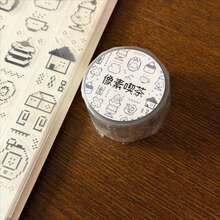 50cm/Roll Cute Pixel Coffee Shop Dessert Silver Foil Die-Cut Sticker Roll DIY Decoration Cards Scrapbook Photo Cards Phone Case Collage Material - Black - View 6