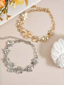 1pc Fashion Floral Stone Bracelet, Sweet & Fresh Flower Hand Accessory, & Exquisite, Suitable For Daily Wear And Gift Giving - Multicolor - View 1
