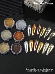 6色鏡面美甲粉，金屬色銀色棕色古銅色香檳色鏡面效果美甲亮粉，全息鏡面色素粉，適用於美甲美甲沙龍居家DIY美甲裝飾，秋冬美甲用品 - 彩色 - 查看 7