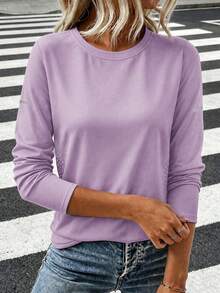 Women's Mesh Breathable Long Sleeve Slim Fit Elastic Outdoor Sun Protection Sports Running Set, Versatile And Comfortable - Lilac Purple - View 2