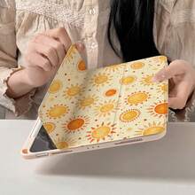 1pc Cute Sun Pattern Print Tablet Case With Pen Slot, Multi-Angle Magnetic Stand With Auto Sleep/Wake,Tablet Case Compatible With IPad PRO/AIR, Compatible With SAMSUNG,Compatible With XIAOMI Pad 5/6/7,Compatible With Huawei Matepad - Multicolor - View 3