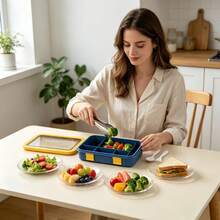 1pc Large Capacity Lunch Box With Utensils, Microwave And Dishwasher , Suitable For Kitchen, Picnic, Office Workers, Students And Travel - Multicolor - View 4
