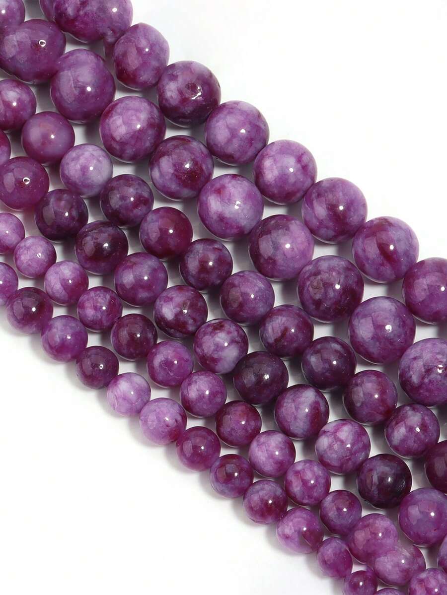 6/8/10mm Natural Stone Beads, Purple Stone, Spodumene, Tiger Eye Agate, Elegant Round Loose Beads, Energy Stone, Suitable For Prayer Beads, Yoga, Jewelry Making Accessories - Multicolor - View 1