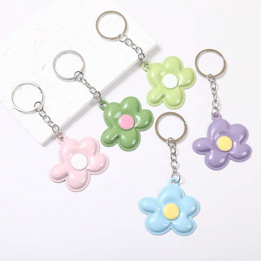 Small Fresh Bright PVC Flower Keychain Simulation Stitching Small Flower Pendant Cute Bag Hanging Decoration Keychain - Multicolor - View 1