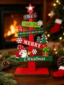 Christmas Desktop Tree Decor, Gnome & Santa Claus Sign Decoration, Christmas Desktop Ornament, Suitable For Home Holiday Party Decoration - Multicolor - View 2