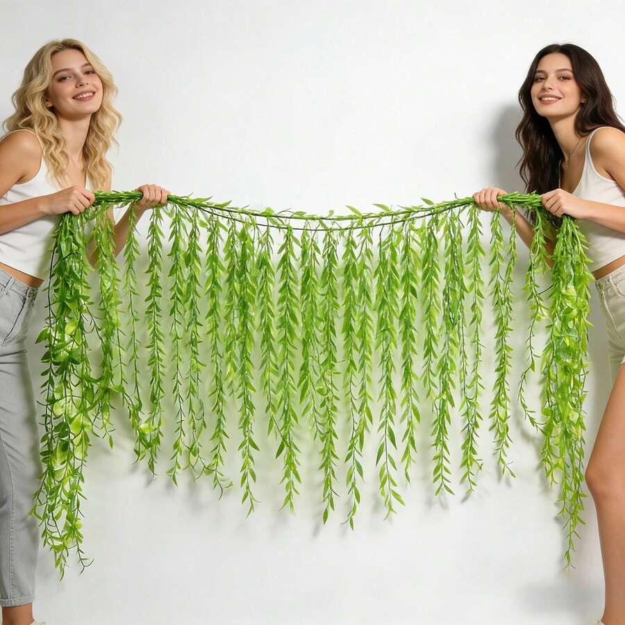 Artificial Weeping Willow Vine Curtain, Hanging Vine, UV Resistant Privacy Screen, Suitable For Balcony Patio Party Decoration - Multicolor - View 1