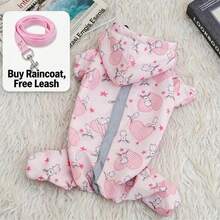 Waterproof Dog Raincoat Set, Including 1 Raincoat And Waterproof Drawstring, Available In Multiple Colors, Windproof And Waterproof, Fully Covered Design, Special Reflective Strip Double-Sided Design, Suitable For Dogs Of All Sizes - Pink - View 8