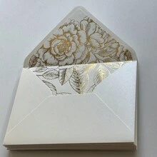 NIEWSPECIAL 10/20 Pcs Pearl Ivory Envelopes With Gold Foil Or Champagne Gold Flower Pattern Stickers And A Wax Seal For Invitation,Suit For 5*7inch Card - 135*192mm Design a - View 19
