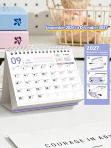 2027 Minimalist Desktop Standing Calendar, 2 Sizes Available, Office Desk Decor Mini Monthly Calendar, Creative Study Planner Self-Discipline Check-In Notebook Memo - Single Piece - View 3