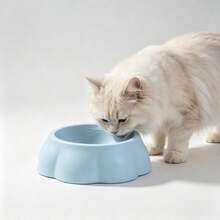 1pc Thick Anti-Tip Non-Slip Single Pet Bowl, Macaron Cute Cat & Dog Food Bowl, Cream Color - 100ml - View 5