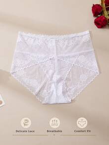 3PCS Plus Size Women's Sexy Lace Panties French Romantic Burgundy & Black Lingerie Gift For Girls - Multicolor - View 5