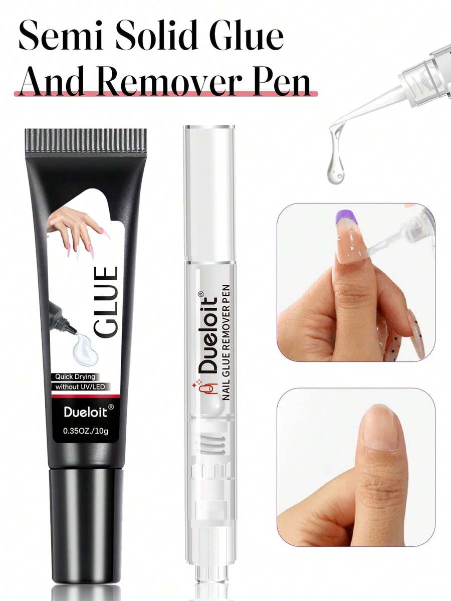 Semi Solid Nail Glue Gel And Nail Glue Remover Pen,Semi Solid Glue And Remover Kit For Press On Nails,Nails Tips - Nail Glue & Remover Kit - View 1
