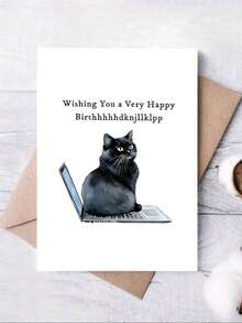 1pc Humorous Cat Notebook Birthday Card, Premium Paper Greeting Card With Envelope, Suitable For Family, Friends, Son, Daughter, Girlfriend, Classmates, Versatile Humorous Blessing Card For Various Occasions - Multicolor - View 9