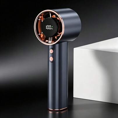 Ventilador portátil de mano, mini ventilador ajustable, cable de carga USB incluido, secador de pelo pequeño con pantalla digital para el hogar, la oficina y el exterior. Cargue con el cable original incluido.