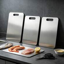 Pure Titanium Antibacterial & Mold-Resistant Cutting Board For Kitchen, Double-Sided Raw & Cooked Separation Design, With Hanging Storage Hole, Household Chopping Board, Fruit, Vegetable & Fresh Meat Partitioned Cutting, Easy To Clean, Durable & Non-Stick, Christmas, Halloween, Thanksgiving Holiday Special - View 8