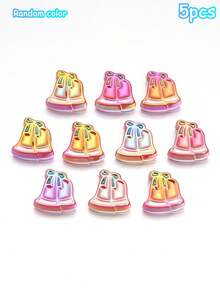 5pcs Acrylic Colorful Oil Drip Christmas Cartoon Bell Snowman Beads DIY Phone Chain Backpack Decoration Accessories Material - Multi-color Plated Christmas Beads - View 10