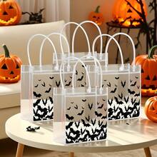 Halloween Black Bat Pattern Reusable Gift Bag With Handle, Includes Raffia, Suitable For Trick Or Treat, Birthday Party Gift Bag, Halloween Party Decoration - Multicolor - View 3