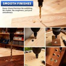 Set Mata Bor Countersink 11 Buah, Mata Bor Kayu HSS yang Dapat Diatur Termasuk Ukuran #4, #6, #8, #10 dan #12 dengan Tangkai Heksagonal 1/4 Inci untuk Furnitur, Kabinet, Pertukangan dan Proyek Kayu DIY - Mata bor countersunk bermata ganda + mata bor - View 5