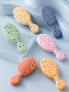 New Colorful Polka Dot Mini Comb, Pink/Green/White/Black Polka Dot Comb, Decorated With Polka Dot Pattern; Suitable For Travel And Daily Use; Minimalist Style Desktop Makeup Accessory, Back To School Essential, College Essential, Back To School Season, Gift For Friends, Family, Teachers - Multicolor - View 3