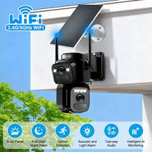 Black 1080P Dual Lens PTZ Security Camera, 2.4G&5G Dual Band WiFi, Solar + 6000mAh Built-In Rechargeable Battery Dual Power Supply, AI Human Detection, Night Vision, IP66, Dual View Monitoring, PTZ Rotation, Two-Way Audio, 1pc/2pcs Optional - Black - View 11