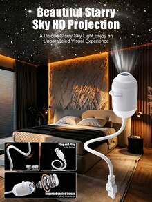 2-In-1 USB Starry Sky Projector Light, High-Definition Galaxy Projection Lamp, 360° Rotating Night Light, Romantic Dynamic Atmosphere Light, Suitable For Car, Home, Bedroom, Night Light - Multicolor - View 4